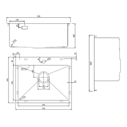  Timeless Build-in kitchen sink in stainless steel 304, 1 bowl, 55x45x21 cm, Brushed copper PVD (TMLKST-5545BCP)
