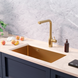 Ceramia Timeless Undermount kitchen sink in 304 stainless steel, 1 bowl, 68x45x21 cm, Brushed gold PVD (TMLKSU-6845BG)