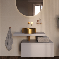  Timeless Countertop Basin in Stainless Steel, 38 x 38 x 11 cm, Without Overflow + Drain, Brushed Gold (TMLW-3838BG)