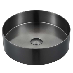 Ceramia Timeless Countertop Basin in Stainless Steel, 38x38x11 cm, Without Overflow+Drain, Brushed Black Gunmetal (TMLW-3838BGM)