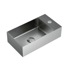  Timeless Hand Wash Basin in 304 Stainless Steel, 40 x 22 x 11 cm, Brushed Chrome (TMLW-4022BCR)