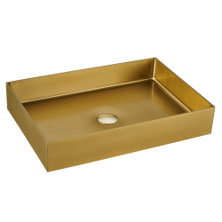  Timeless Countertop Basin, Stainless Steel, 55 x 38 x 11 cm, Without Overflow + Drain, Brushed Gold PVD (TMLW-5538BG)