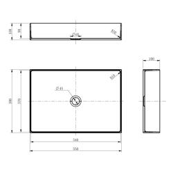 Ceramia Timeless Countertop Basin, Stainless Steel, 55 x 38 x 11 cm, Without Overflow + Drain, Brushed Gold PVD (TMLW-5538BG)