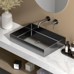 Ceramia Timeless Countertop Basin, Stainless Steel, 55 x 38 x 11 cm, Without Overflow+Drain, Brushed Gunmetal PVD (TMLW-5538BGM)