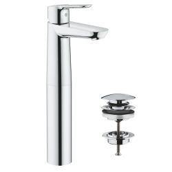 Grohe StartEdge set XL single lever basin mixer + Grohe clic-clac drain (23777000)