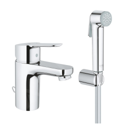 Grohe BauEdge basin mixer size S + bidet shower, Chrome (23757000)