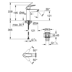 Grohe Eurosmart 1/2" basin mixer size M (23923003)