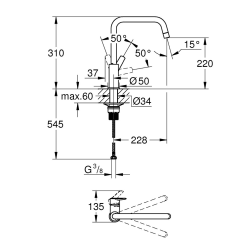 Grohe Start Single-lever sink mixer with flow restrictor, Chrome (30470000)