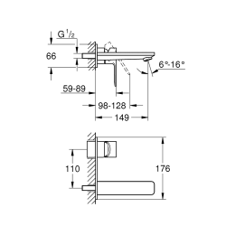  Lineare 2-hole single lever basin mixer front panel Size M (19409001)