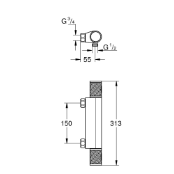  Grohtherm 1000 Performance Thermostatic shower mixer, Chrome (34828000)