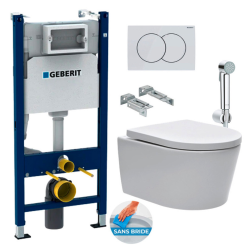 Geberit Toilet Frame Geberit 112cm + SAT Rimless bowl + Bidet shower + White plate (SATGEB3SPR2)