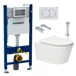 Geberit Toilet Frame Geberit 112cm + Rimless WC SAT Brevis + Ultra-flat seat (BREVISGEB3-SPRAY2)