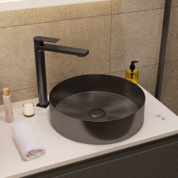 Ceramia Timeless Countertop Basin in Stainless Steel, 38x38x11 cm, Without Overflow+Drain, Brushed Black Gunmetal (TMLW-3838BGM)