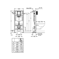  SOLIDO Freestanding WC support frame, 1.13 M (39981000)