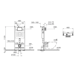  V-Fix Core freestanding WC support frame, 1.12 M (732-5800-01TF)