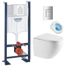 Grohe Wall-mounted WC Pack + Rimless WC Tornado Quiet SAT Fusion + Soft-close Seat + Chrome Flush Plate (PROJECTFUSIONTQ-1)