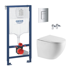 Grohe Rapid SL toilet frame + Swiss Aqua Technologies rimless toilet + Skate Cosmopolitan flush plate (RapidSL-FusionTQ-1)