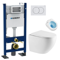 Geberit Duofix support + Swiss Aqua Technologies Rimless WC + Delta01 White plate (FusionTQGebX)