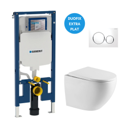 Geberit UP720 Extra-flat frame + Rimless WC with Invisible Fixings + Sigma 21 Flush Plate (SLIM-FUSIONTQ-C)