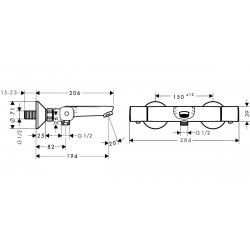  Hansgrohe Ecostat universal Thermostatic bath/shower mixer (13123000)