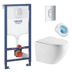 Grohe Rapid SL toilet frame + Rimless WC Tornado Quiet SAT Fusion + Soft-close Seat + Chrome Flush Plate (ARENAFUSIONTQ)