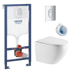 Grohe Rapid SL wc frame + Rimless WC SAT Fusion + Soft-close Seat + Chrome Flush Plate (ARENAFUSION)