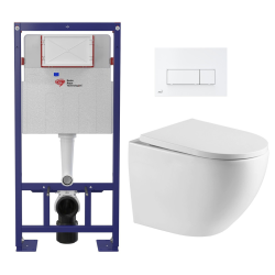 Swiss Aqua Technologies Toilet frame + SAT rimless WC + SoftClose seat + White plate (SMART-FusionTQ-4)