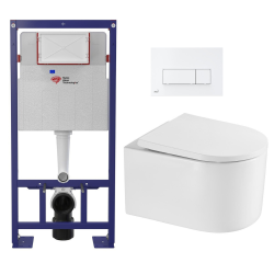 Swiss Aqua Technologies Toilet frame + SAT Delano rimless toilet+ SoftClose seat + White plate (SMART-Delano-4)