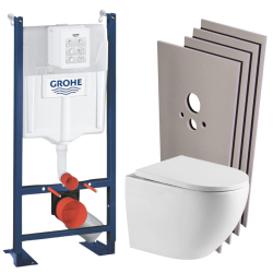 Grohe RAPID SL Support frame + Wall-hung WC + Chrome plate + Wall cladding set (PROFUSIONTQ1SB)