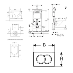 Geberit Duofix UP100 support frame + SAT wall-hung WC + White flush plate (FUSIONTQGEB1)