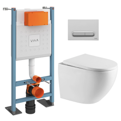Vitra  V-Fix Core toilet frame + SAT rimless WC + SoftClose seat + Matt chrome plate (VFTFFUSIONTQ5)
