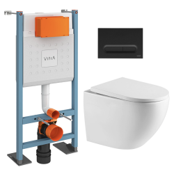 Vitra  V-Fix Core toilet frame + SAT rimless toilet + SoftClose seat + Matt black flush plate (VFTFFUSIONTQ6)
