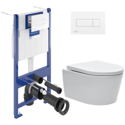 Villeroy & Boch Toilet set Frame + Swiss Aqua Technologies WC rimless with invisible fixings + White flush plate (VCNSAT2)