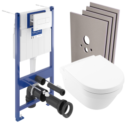 Villeroy & Boch Toilet pack V&B support frame + Villeroy & Boch Architectura rimless bowl + White flush plate + Cladding set (VCNARCHI22SB)