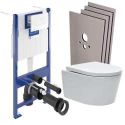 Villeroy & Boch Toilet set Frame + SATrimless toilet and invisible fixings + White plate + Wall cladding set (VCNSAT2SB)