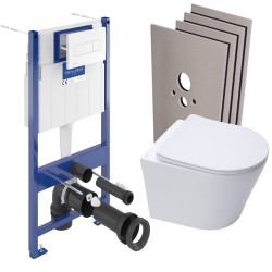 Villeroy & Boch Pack WC Frame + Infinitio Rimless WC + Soft-Close Seat + White Flush Plate + Cladding Set (VCNINFI2SB)