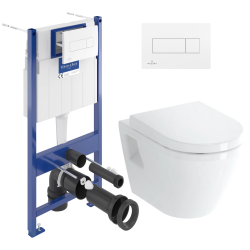 Villeroy & Boch Toilet Pack Viconnect Frame + Vitra Integra Toilet + Duroplast Seat + White Flush Plate (VCNINTEGRAC2)