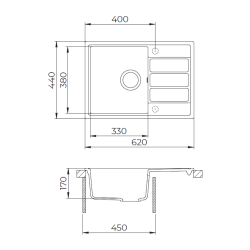 Swiss Aqua Technologies 62x44 cm sink with reversible drainer in Granite, Built-in, jasmine (SATSINKGE2J)