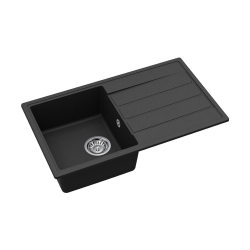  76x44 cm sink with reversible drainer in Granite, Built-in, black (SATSINKGE3B)