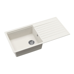  100x50 cm sink with reversible drainer in Granite, Built-in, white (SATSINKGQK103W)
