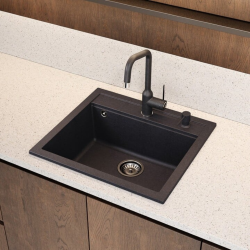 Swiss Aqua Technologies 56.5x51cm Granite sink, Built-in, black (SATSINKGQQ100B)