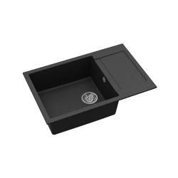  78x50 cm sink with reversible drainer in Granite, Built-in, black (SATSINKGQT105B)