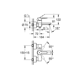  Lineare single lever bath/shower mixer, grey (G33849AL1)