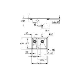 K700U stainless steel sink, stainless steel (G31576SD1)