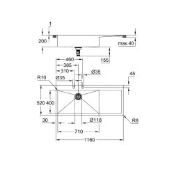 K1000 stainless steel kitchen sink, stainless steel (G31581SD1)