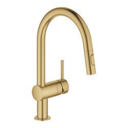 Grohe Minta single-lever sink mixer with 2-jet hand shower, cool sunrise brushed (G32321GN2)