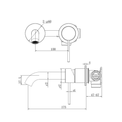 Aurum concealed lever basin mixer with concealed body, high chrome (SATBAUR101CR)  Aurum concealed lever basin mixer with concealed body, high chrome (SATBAUR101CR)