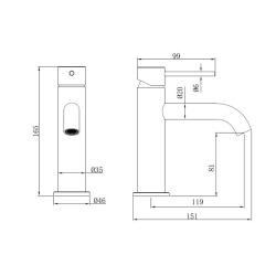 Swiss Aqua Technologies Aurum Basin mixer 16.5 cm, with lever, without pop-up waste, matt black (SATBAUR271BGM)
