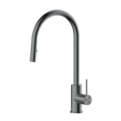 Swiss Aqua Technologies Aurum 44 cm Sink mixer with pull-out 2 spray shower, brushed metal (SATBAUR286BGM)