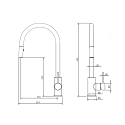  Aurum 44 cm Sink mixer with pull-out 2 spray shower, brushed metal (SATBAUR286BGM)
